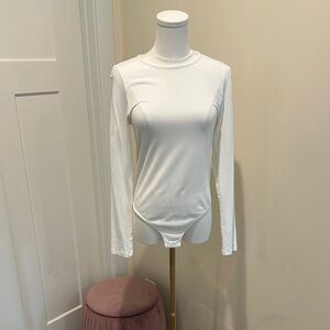Karen Millen White Fitted Long Sleeve Bodysuit